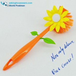 Akbrand Orange Color Kitchen Dish Spazzola per la pulizia con decorazione di girasole